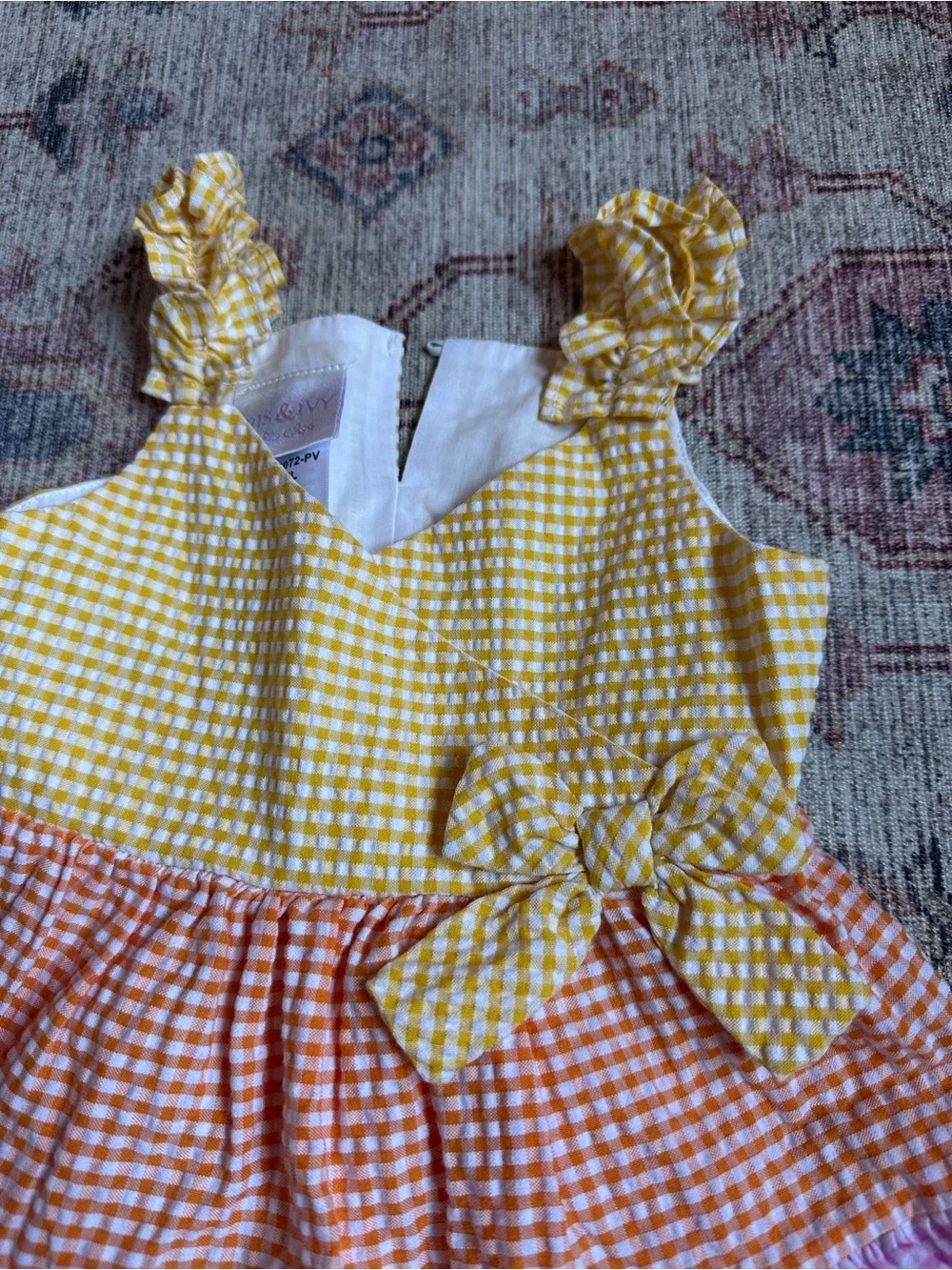Iris & Ivy Multicolor Tiered Seersucker Dress with Bloomers (24M)